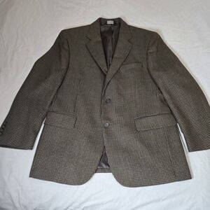 Jos A Bank 100% Wool Tag42S Houndstooth  Blazer Sport Coat  Measurements In Pics
